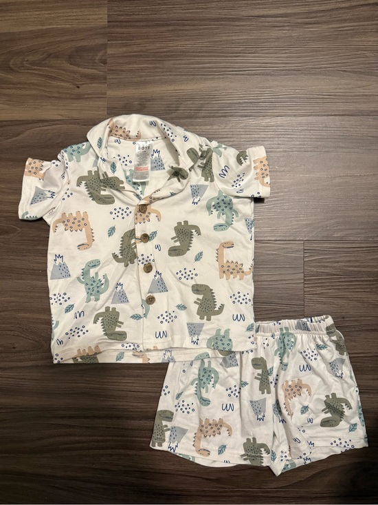 Only boys Other - Only Boys Cream Pajama Set with Green, Blue & Tan Dinosaur Print size 12M